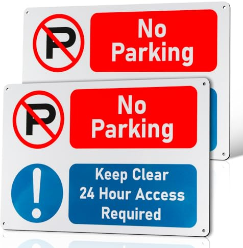 2 Pcs No Parking Keep Clear 24 Hour Access Required Sign PVC Rigid Plastic