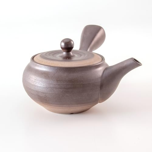 Asayu Japan Tetera tradicional Kyusu - Kurofuki - Pequeña, 280 ml, negra - Fabricada en Japón (Tokoname-Yaki) - Para té verde y ceremonias del té