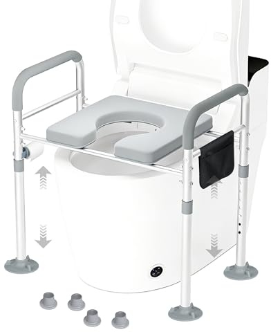 Elevador WC Adulto Elevador para asiento de inodoro 7 Niveles Altura Ajustable Alzador WC Adulto con Reposabrazos Carga 150 kg Alzador baño adultos personas mayores ancianos embarazada discapacitado