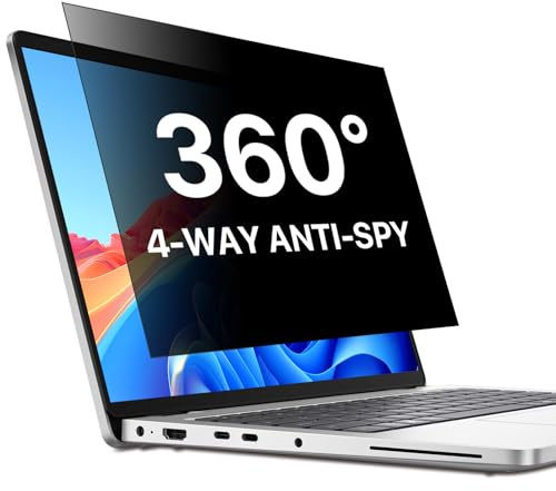 STARY 360° Laptop Privacy Screen 15.6 Inch Removable, 16:9 Aspect Ratio | Anti Spy Blue Light Glare, 4-Way Laptop Privacy Shield for Dell/Hp/Acer/Lenovo/ThinkPad/Samsung/Asus/Sony
