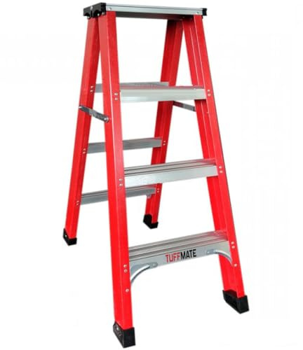 Electricians Fibreglass Step Ladder 4 Treads 1.2M EN131 Heavy Duty foldable folding stepladder lightweight TUFFMATE