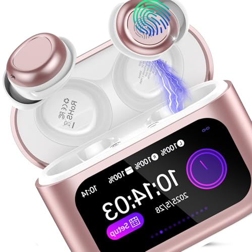 ZYHKON Bluetooth Kopfhörer, 48H Spielzeit Mini Kopfhörer mit HiFi Sound, Wireless Ohrhörer für Seitenschläfer Magentarosa