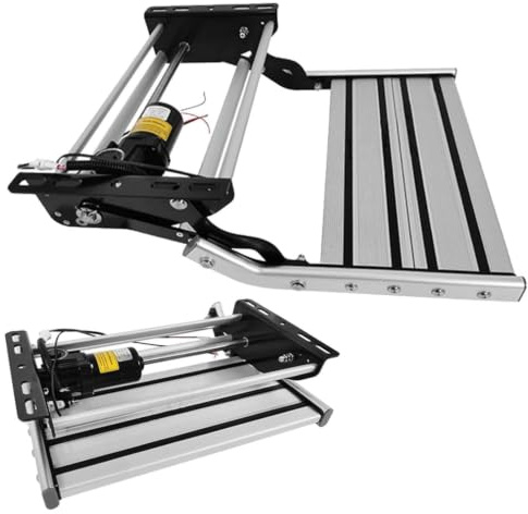 Marchepieds électriques pour camping-car, kit de marchepieds pliables avec éclairage LED lumineux, dotés d'une pédale antidérapante pliable en alliage d'aluminium pour camping-cars Single-12V