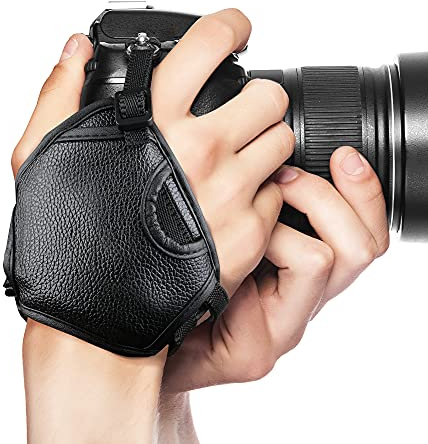 Correa para cámara compatible con Canon EOS, Panasonic Lumix, Nikon, Sony Alpha, Olympus, Fuji, etc. | Correa de mano para camara con rosca de 1/4 | Quick release Mango Soporte Hand Strap Grip