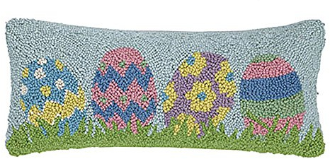 Peking Handicraft 30HRS722C20OB Easter Egg Hook Pillow, 8x20 Throw Pillow