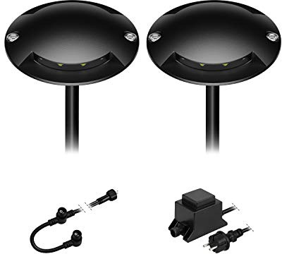 ledscom.de LED Boden-Aufbau-Leuchte Bunda schwarz, 2-flammig, für außen, befahrbar, warm-weiß, 2er Set