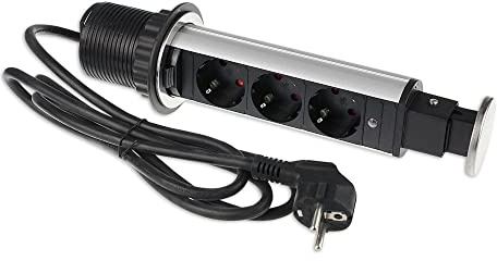 Uttagsuttag 3 st popup bordssak runt kök kontor uttaglist 3x Schuko + 2x USB