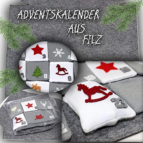 Kalender zum Befüllen | Adventskalender mit 24 Zahlen Weihnachten Geschenk DIY Grau Beutel Wandkalender Männer Frauen Kinder