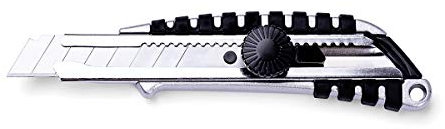 KAEM HARDY WORKING TOOLS Abbrechklingenmesser mit gebrochener Klinge, Cuttermesser mit rutschfester 2K-Griff, Universalmesser, A0510-221800, silber, 1 Liter