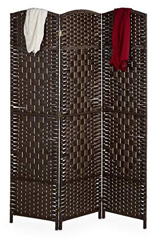 Relaxdays Paravento a 3 Pannelli, HxL: 170 x 120 cm ca., Divisore Pieghevole, Separé per Ambienti Interni, in Marrone