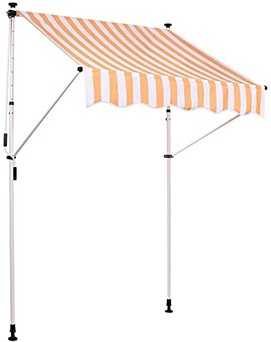 CLP Klemm-Markise Westerly I Ohne Bohren I Höhenverstellbar I UV50+ I Wasserdicht, Farbe:weiß/gelb, Größe:350x120 cm