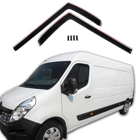 J&J AUTOMOTIVE GD Déflecteurs d'air et de Vent pour Renault Master 2010-2024, Ensemble 2pcs, Teintés, Avant et Arrière, Aérodynamique