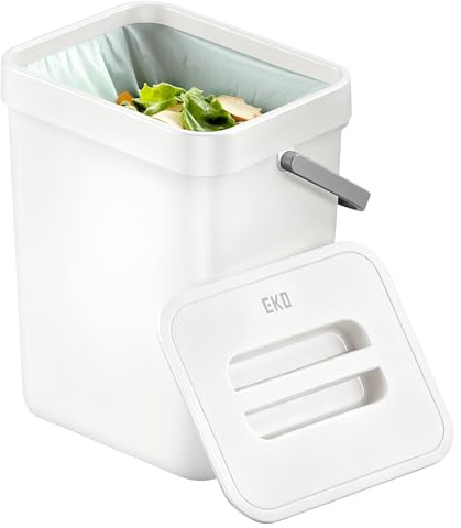 EKO Puro Hanging Caddy,Wall Mountable or Hanging Bin for Compostable Waste,Perfect for Kitchen & Home, 3 Litre (White)