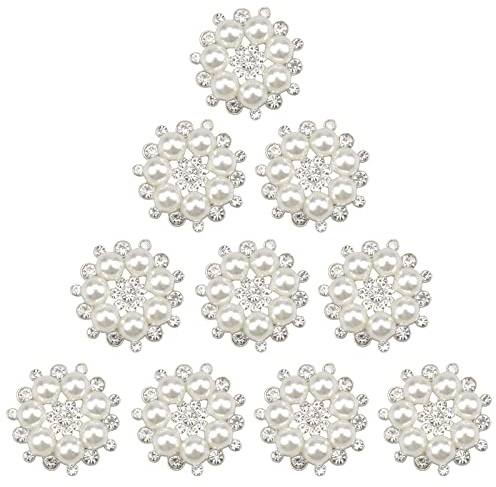 burkfeeg 10 st strass pärlknapp hår pärla utsmyckningar runda broscher blomknapp hantverk pärlknappar för hår, hantverk, kläddekoration