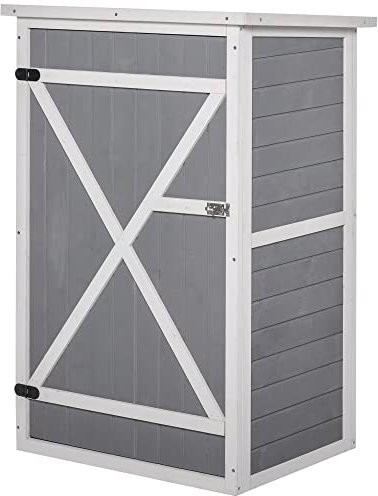 Outsunny Armoire abri de Jardin Remise pour Outils Bois de Sapin pré-huilé Toit bitumé incliné - Grande Porte verrouillable loquet - 2 étagères - dim. 75L x 56l x 115H cm