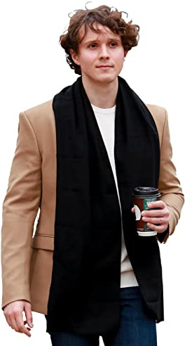 FULLRON Mens Winter Scarf Long Soft Classic Warm Black Scarves Gift for Men