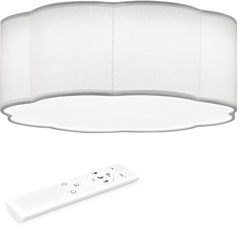 Navaris LED Deckenleuchte Blumenform 8 Blätter - dimmbar mit Fernbedienung - verstellbare Farbtemperatur - Design Stoff Deckenlampe - Weiß