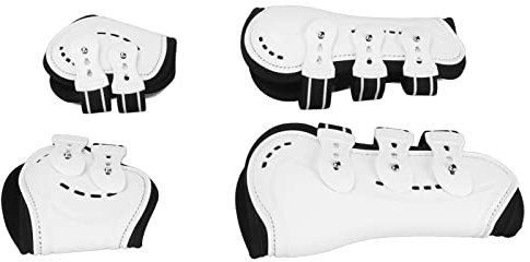Gamaschen Hinten, 4er-Set Streichkappen für Pferde, Stoßdämpfend, Verstellbare Belüftungslöcher, Vorne Offen, weiß Zum Springen (M)
