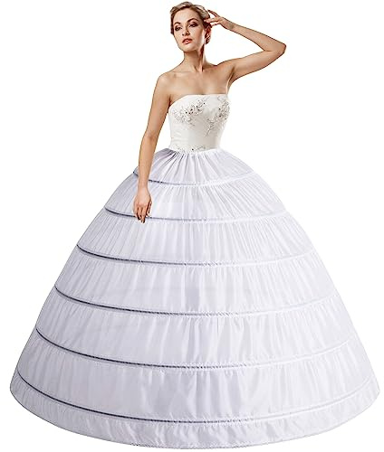 Mannice Women Crinoline Petticoat 6 Hoop Skirt Petticoats for Women Petticoats Underskirt Hoop Slip for Wedding