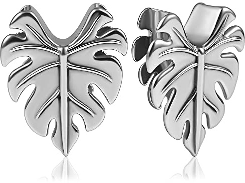 Vankula Ohr Tunnel 1 Paar Saddles Flesh Plugs Monstera Edelstahl für männer damen Ohrpiercing Gestreckte Schmuck 8mm bis 16mm