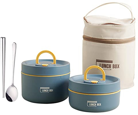 Boîte à déjeuner isotherme, empilable, récipient alimentaire portable avec sac à déjeuner, empilable et étanche en acier inoxydable
