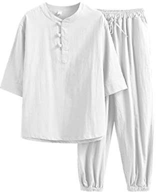 Darringls Abito da uomo Stile Cinese - Arti Marziali Tradizionali Kung Fu Tai Chi Wushu Classico Tangzhuang Manica Lunga Camicia Pantaloni Allenamento Uniforme Tradizionale Cinese Costume Tempo Libero