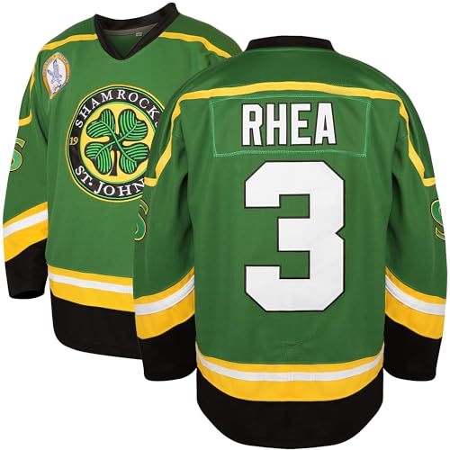 Ross The Boss #3 Rhea Hockey Jersey St John's Shamrocks Ice Hockey Camisas con parche EMHL, Verde, L