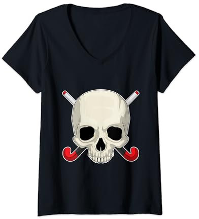 Damen Feldhockey Feldhockeyschläger Sport T-Shirt mit V-Ausschnitt
