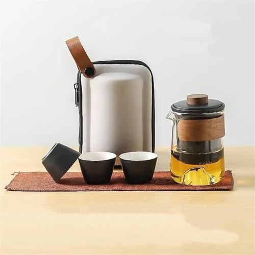 Tea Sets Glass Travel Tea Set One Person Single Simple Outdoor Lazy Tea Maker Quick Tea Cup Set Travel Tea Set Teapot (Color : A)