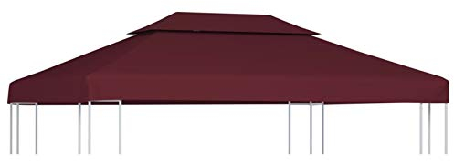 ShCuShan Pavillon-Dachplane mit Kaminabzug 310 g/m² 4x3 m Weinrot Pavillon Wetterfest Gartenpavillon Winterfest