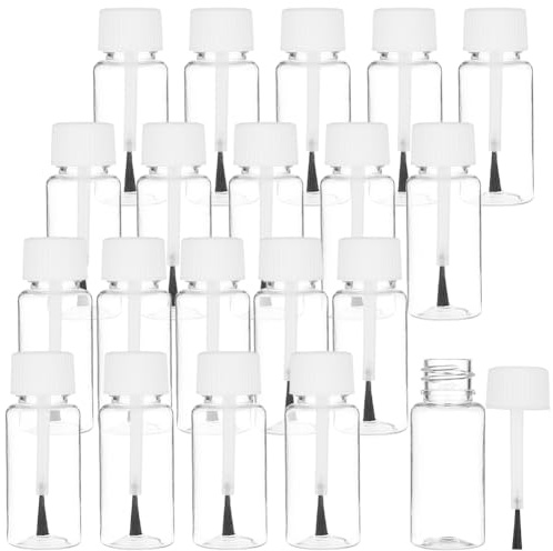 BENECREAT 20 paquetes de 15 ml de botellas aplicadoras de pincel de plástico con tapa blanca, vacía rellenable para esmalte de uñas con tapa de pincel para pegamento, pintura, arte de uñas