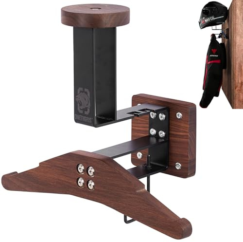 OneTigris Motorcycle Helmet Holder Wall Mount, Heavy Duty Gear Rack | Supports up to 40kg, Space-Saving Storage for Helmets, Jackets & Riding Gear
