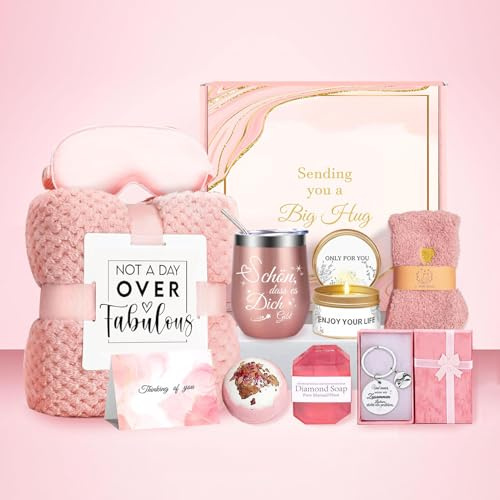 Geschenke für Frauen, Geburtstagsgeschenk Geschenkset für Frauen mit 12OZ Edelstahl Weinbecher und Kuscheldecke, Weihnachten Inspirierende Geschenke für Beste Freundin, Mama, Schwester, Ehefrau