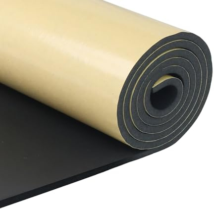 SDLDEER Mousse autocollante, plaque de mousse néoprène auto-adhésive 300mm(L)x6mm(E)x1,5m(P) Multifonctionnelle natte d’isolation rouleau de mousse amortissement acoustique isolation antidérapant
