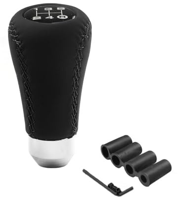 Adunsiaoto Pomo Cambio Coche Universal, Cambios Manual Coche, Pomos Palanca Cambios Universal, Adaptador Pomo Cambio Aleación Aluminio, Pomo Cambio Coche 5 Velocidades Palanca 4 Adaptador(Negro)