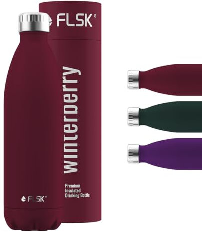FLSK Trinkflasche – Premium Edelstahl Thermosflasche – 100 % auslaufsicher & kohlensäuregeeignet – hält 24 h kalt & 18 h heiß – BPA-frei (winterberry, 1000 ml)