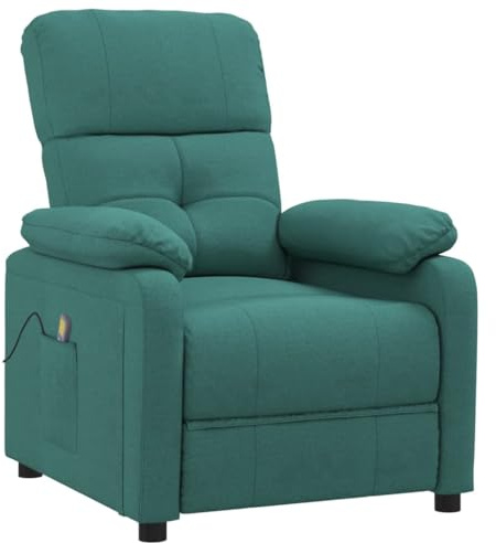 vidaXL Massagefåtölj mörkgrön tyg