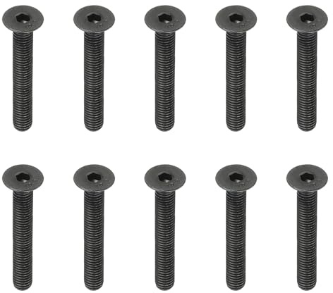 PATIKIL M8 x 60mm Viti a Testa Piatta con Esagono Incassato 10 Pezzi Bulloni a Testa Svasata in Acciaio al Carbonio Medio Viti Testa Esagonale Filettatura Completa Ossido Nero Grado 10,9