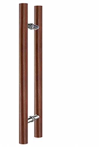 Stoßgriff Haustürgriff Türgriff-Set für die Vordertür, Eingangstürgriff aus Holz, Schiebetürgriff für Scheunenftür, H-förmiger, doppelseitiger, runder Stangen-Push-Pull-Türgriff für schwere