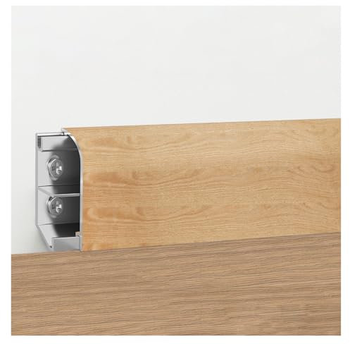 Aluminium Baseboard Trim, Metal Skirting Board Covers, Round Arc Snap-on Wood Grain Skirting Line Wall for Bathroom, Kitchen Cabinets, Rstaurant And Home Office(H-7cm/2.8in,L-65in/165cm)