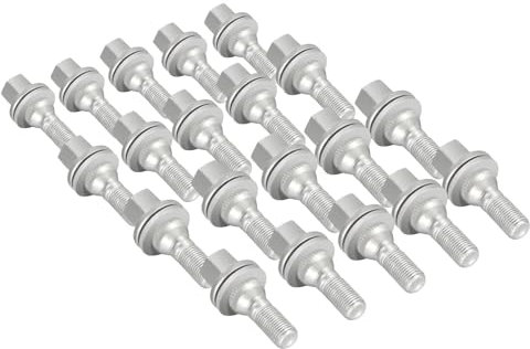 ZOFFI Bulloni ruota dadi M12x1.25, ricambio per Citroen C2 C3 C4 C5, Peugeot 206 207 208 308 407 1007 2008 3008 5008, piatto tipo sede Lunghezza filettatura 35mm HEX 17mm (Set di 20)