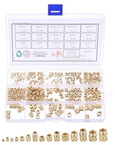 QUARKZMAN 340 Stück M2 M2,5 M3 M4 M5 M6 Gewindeeinsatz 3D Druck Einpressmutter Messing Gewindemutter Einschmelzgewinde Threaded Inserts für Kunststoffschale