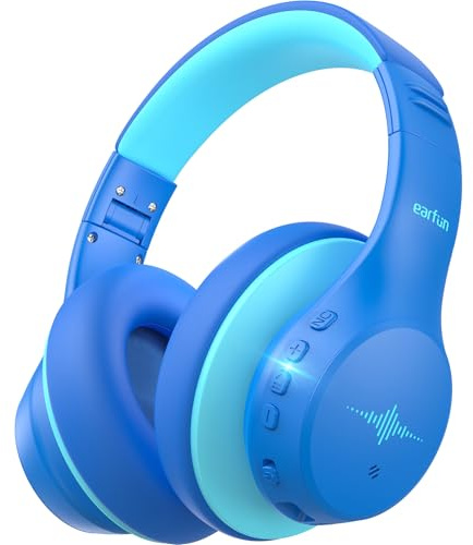 EarFun Active Noise Cancelling Headphones for Kids, 120H Play Time with Mics, Kids Bluetooth 5.4 Headphones, Fast Charging, Safe Volume 74/85/94dBA, Foldable for Airplane Travel, Study, Tablet/PC