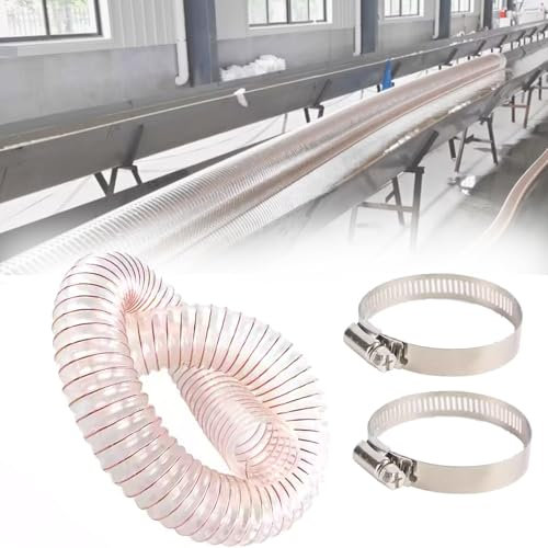 WLCGYD Abluftschlauch Lüftungsschlauch Flexibler Staub-/Schmutzsammelschlauch Aus Polyurethan Mit Edelstahlklemmen, 3 M Langer Durchstoßfester Kanalschlauch(Dia-80mm(3 1/7''))