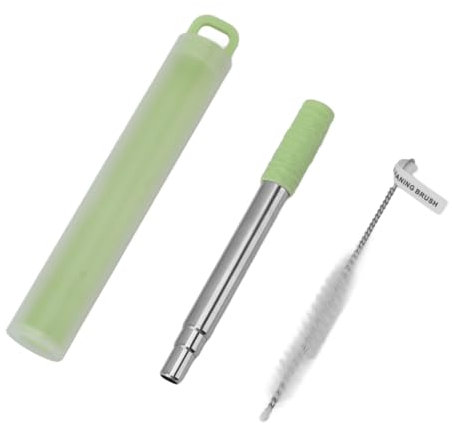 Paies réutilisables en métal, pailles pliables réutilisables avec le boîtier Paies portables pour la croisière Paies de voyage à boire Paies pliables Boire réutilisables (Green)