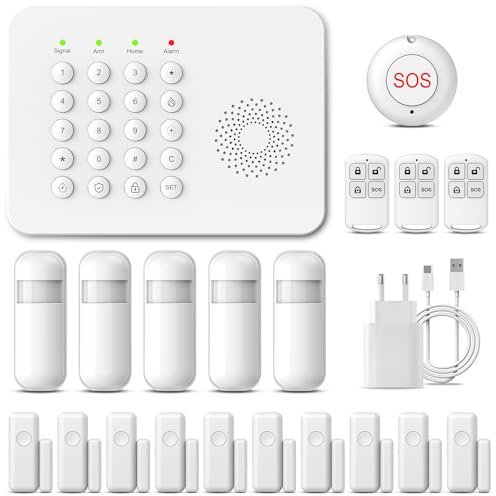 XNY Sistema de Alarma para Casa, 24 Pack, Sin Cuotas Mensuales, Alarmas para Casa WiFi, 4G Kit Alarma casa con Detector de Movimiento, Sensor de Puerta y Ventana, Control Remoto, hasta 200 detectores