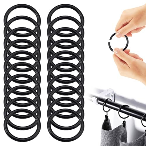 100 Pcs Anillas Cortina Plástico Duro Diámetro Interior 40mm, Reutilizable Anillas para Cortinas Anillas Cortina Ducha,O-Ring Gancho para Barras de Cortina de Ducha,para Mayoría Barras Cortina (Negro)