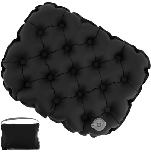 Aufblasbares Sitzkissen 40×30cm Sitzkissen Aufblasbar mit Aufbewahrungstasche Wasserdicht Tragbare Saufblasbares Kissen Geeignet für Wandern Camping Geschäftsreisen Outdoor Aktivitäten (Schwarz)