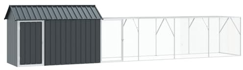 vidaXL Vogelkäfig Anthrazit 619 x 111 x 142 cm Verzinkter Stahl, Moderne Vogelvoliere für draußen, geräumig, Robustes rechteckiges Gehege, wetterfestes Schutzhaus
