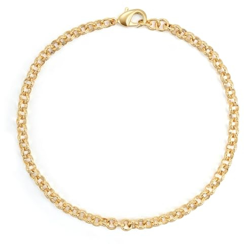 4-20mm Gold Ornate/Lined Pattern/Diamond Cut Belcher Bracelet, 6-9 Inch, Gold Plated – Bling King London